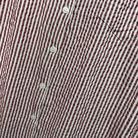 5 for $25🔥Woman Within Burgundy Striped Button Front Shirt Medium - Picture 4 of 5